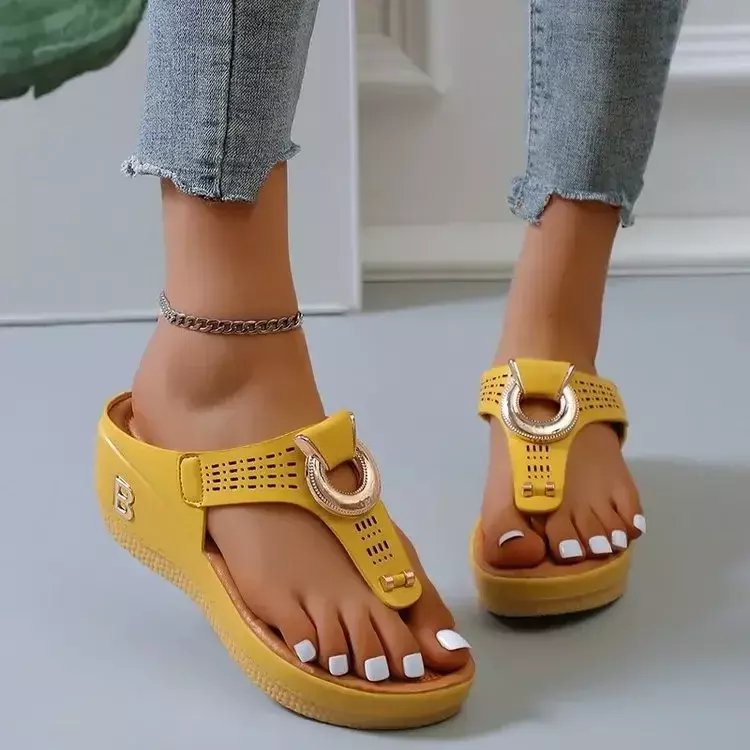 Womens New Summer Sandal Open Toe Beach Shoes Flip Flops Wedges Comfortable Slippers Cute Sandals Plu Size 35~43 Chaussure Femme