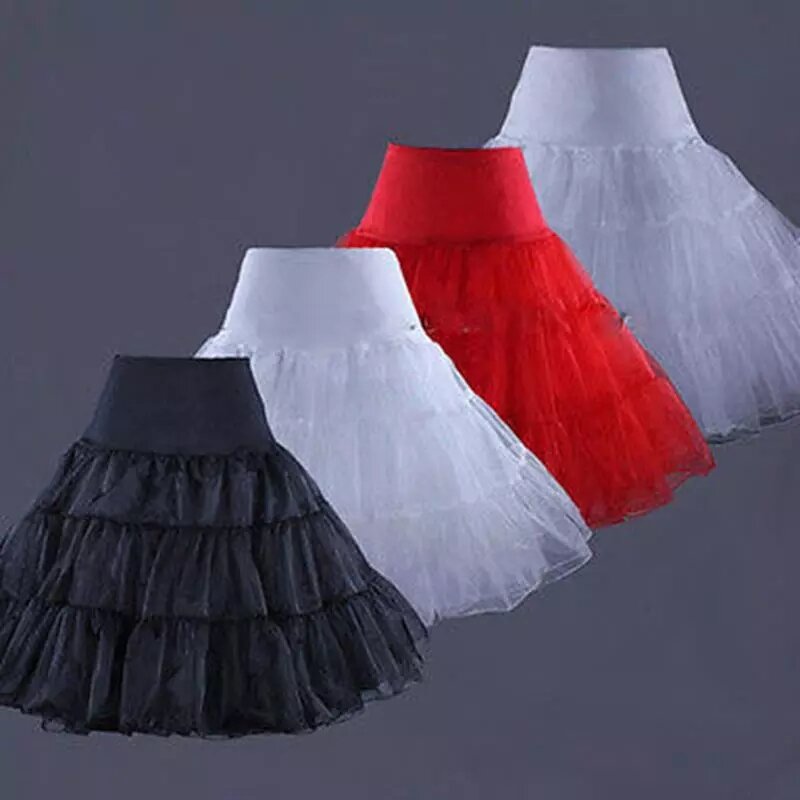 Enaguas de Lolita para niña y mujer, abrigo corto de crinolina, Pettycoat, negro, rojo o blanco