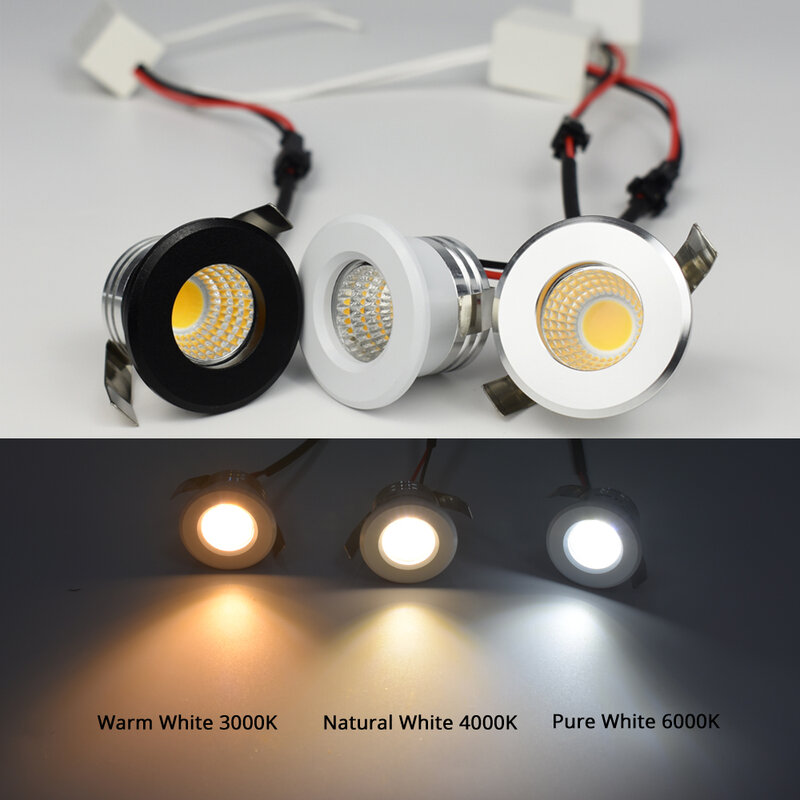 Small Recessed Ceiling LED Spot Light COB 3W 110V 220V Dimmable Driver Included for home showcase cabinet hotel skirting etc
