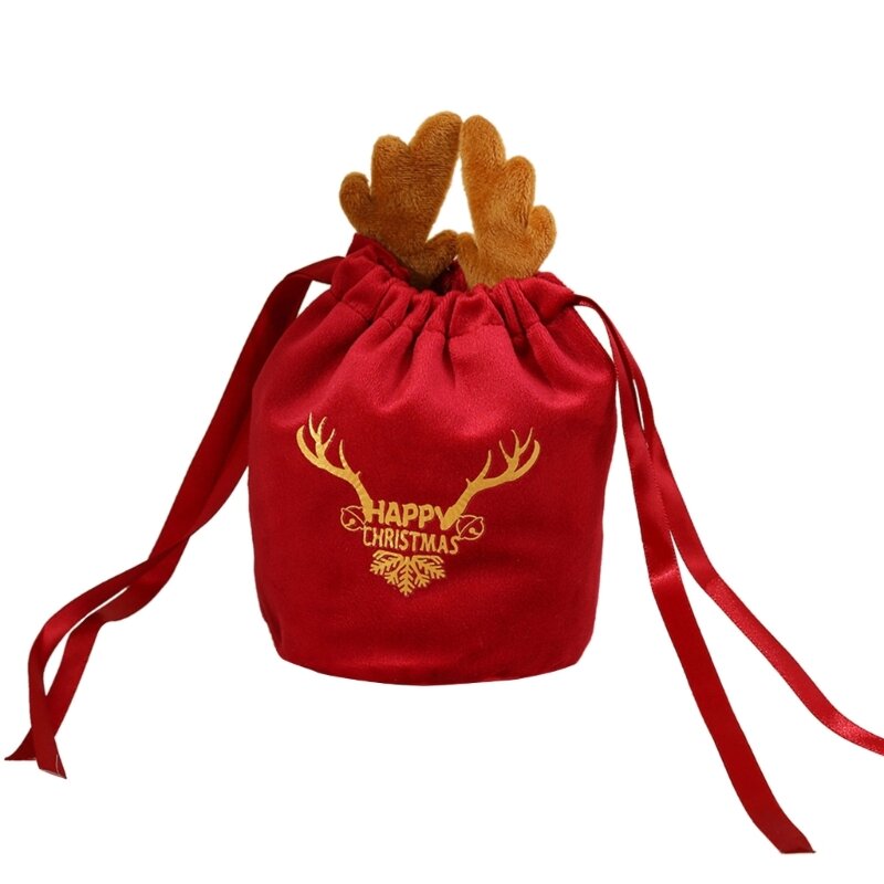 Стильная сумка с вышивкой оленей для свадебного печенья и конфет, сумка на шнурке