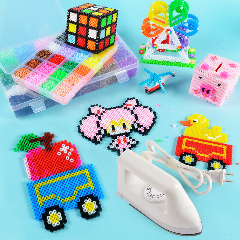 Hama Beads Pixel Art Puzzle para Crianças, DIY 3D Puzzles, Handmade Gift, Fusível Beads Toy, Ferro de Fusão, Pixel, 72 Cores, 48 Cores, 5mm, 2.6mm