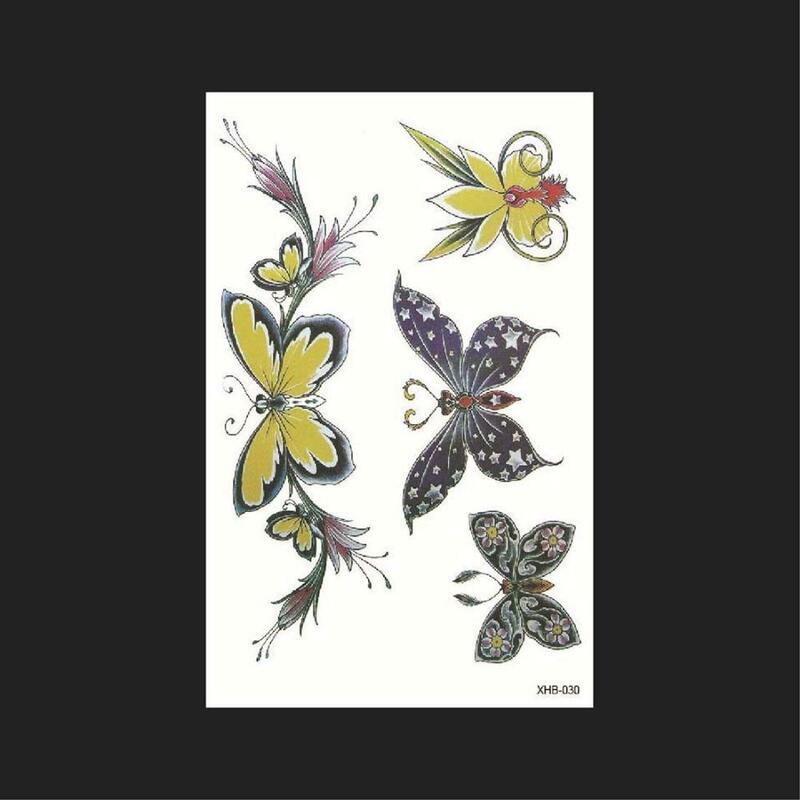 Etiqueta do tatuagem temporária, impermeável, preto, rosa, design de borboleta, cicatrizes de capa, arte perna removível, arte corporal 3D