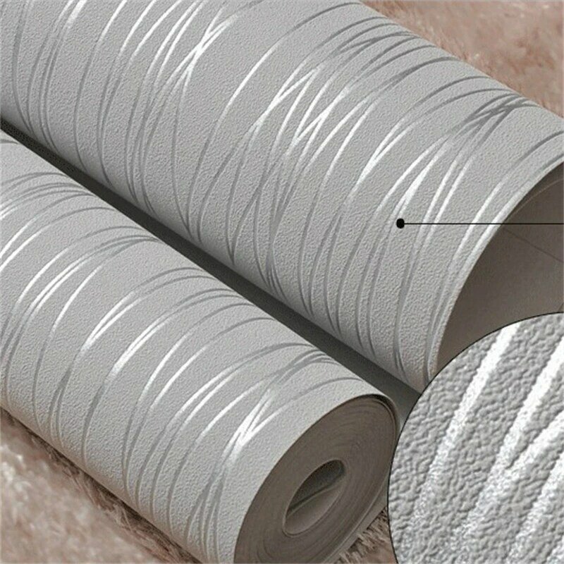 Pure Color Striped Non-woven Non-adhesive Wallpaper Bedroom Warm Living Room Modern Simple Moonlight Forest Home Decor Stickers