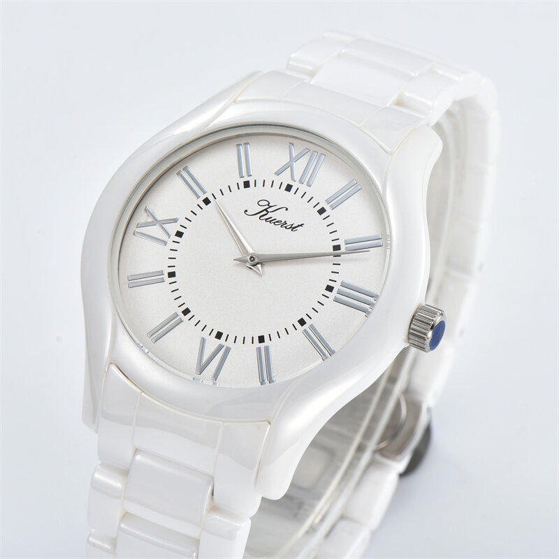 Unisex ceramiczny zegarek męski czarny biały zegarek prosty kwarcowy wodoodporny zegarek