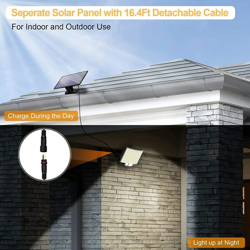 Super Bright LED Outdoor Solar Light with Motion Sensor Remote Control IP65 Waterproof for Patio Garage Security Wall Light