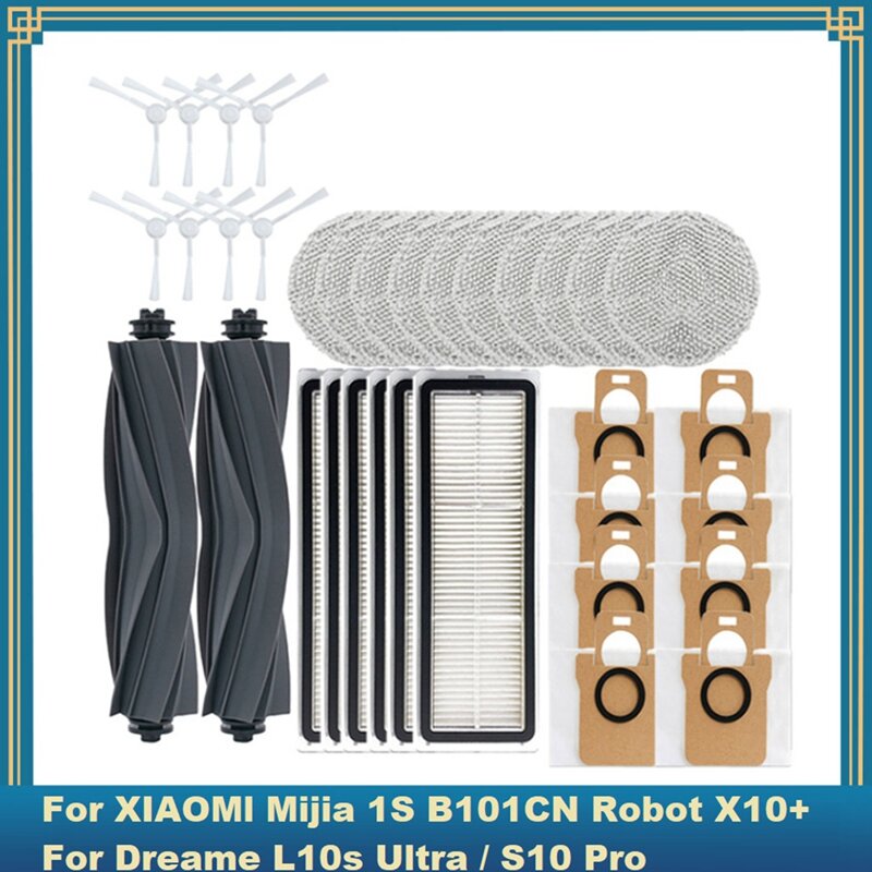 Kit de acessórios para Xiaomi Mijia, Aspirador Robô, Dreame L10S, 1S, B101CN, X10 +, Ultra, S10 Pro, 34 peças