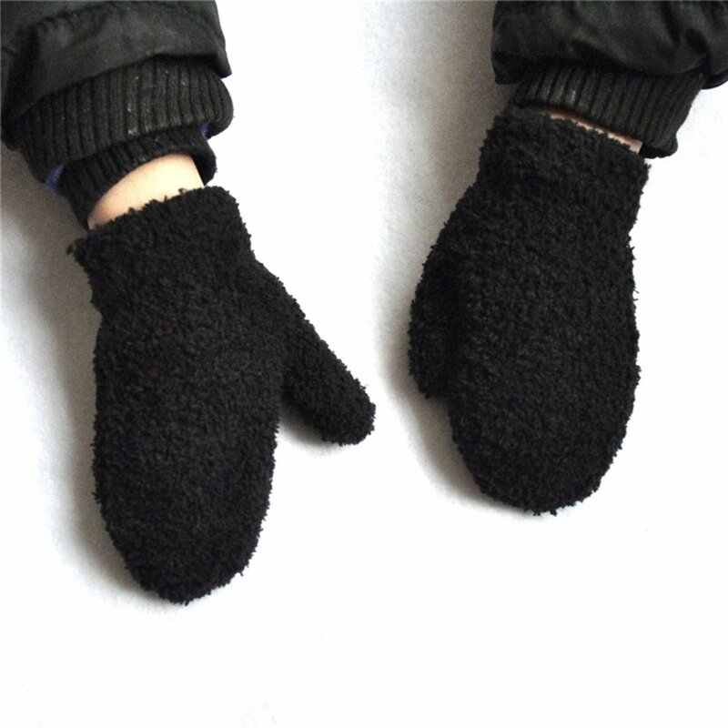 Warmom Plush Thick Warm Baby Gloves Winter Plus Velvet Mittens Children Kid Coral Fleece Full Finger Gloves For 1-4Y Kids Gloves