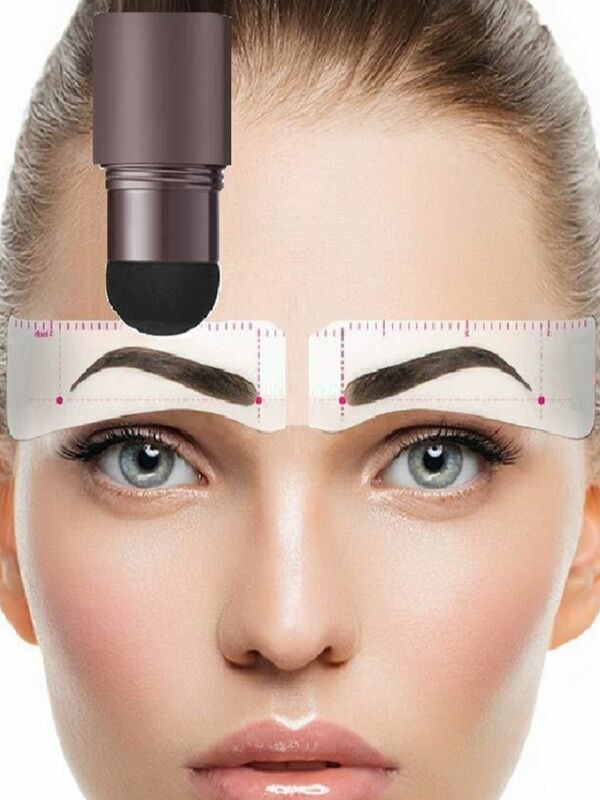 Produk makeup Kit pembentuk cap alis Set garis rambut maquiagem meningkatkan rias untuk wanita oke