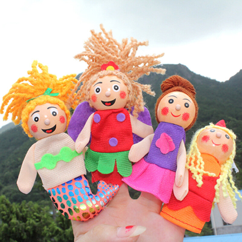 Baby Tell Story Finger Puppets trzy świnie syrenka zamek księżniczka Cartoon Theater do odgrywania ról edukacyjne zabawki dla dzieci prezenty