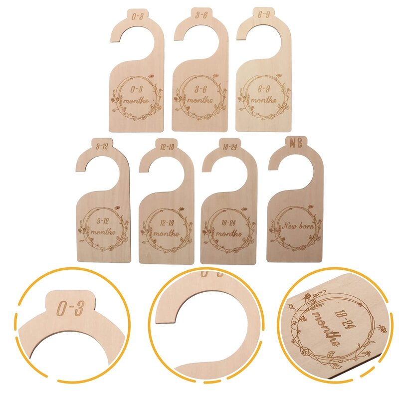7 Pcs Baby Closet Size Divider Wooden Baby Closet Organizers Hanging Closet Wardrobe Dividers From Newborn To 24 Months