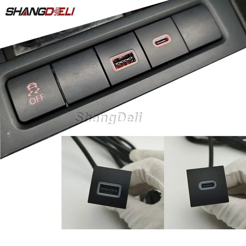 Cargador USB de carga rápida para coche, botón adaptador de carga de teléfono automático para VW Golf 6, Jetta 5, MK5, Scirocco 2006-2012, PD, QC3.0