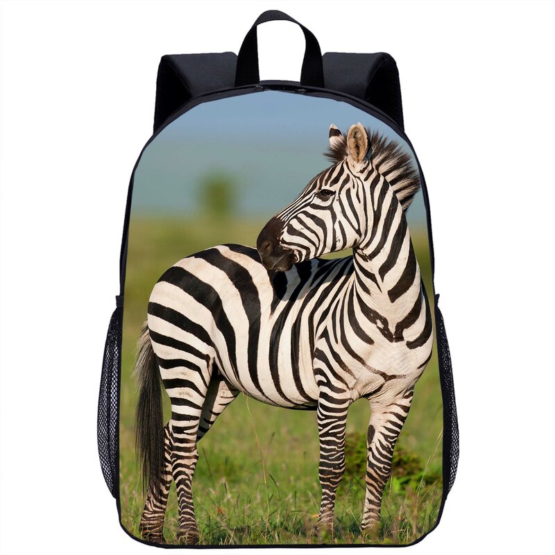 Mochila com zebra e animal print para crianças, mochila escolar casual com design 3d, para laptop, viagens, para menino e menina