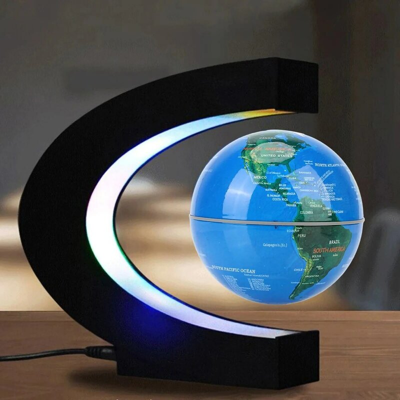 Globe Flottant Magnétique à Lumière LED Carte du Monde, Lampe Électronique Antipassionnée, Décoration de la Maison, Cadeaux Créatifs