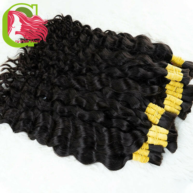 Rambut manusia jumlah besar tidak ada bundel rambut anyaman gelombang air untuk mengepang rambut dalam ekstensi rambut manusia hitam alami Brasil