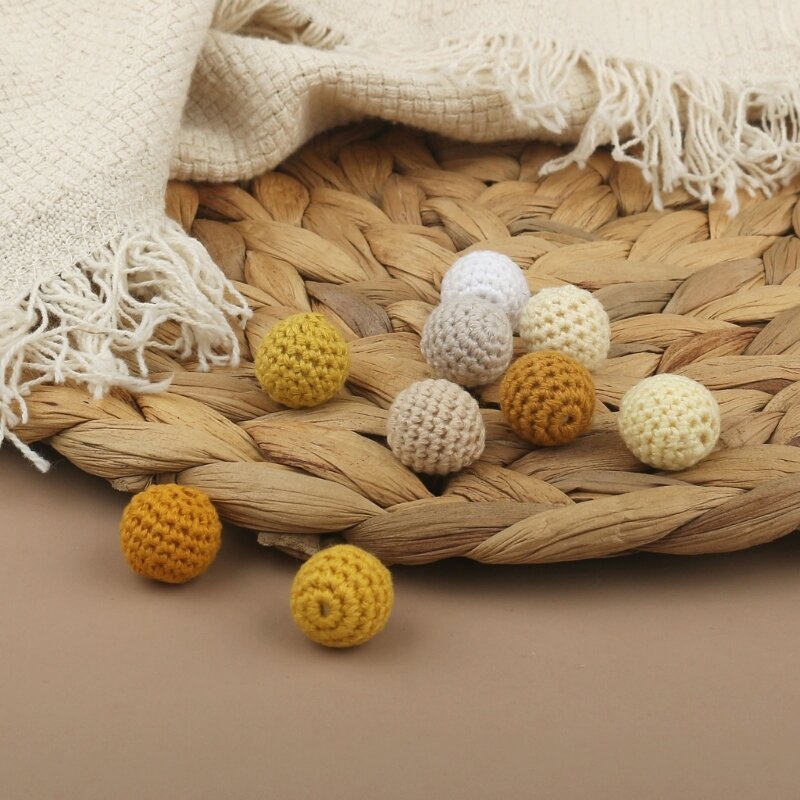 Lã Crochet Beads para o bebê, Enfermagem Teething Beads, DIY Chupeta Clip, Cadeia Acessórios, Titular do mamilo, Clips Decor, 5 Pcs