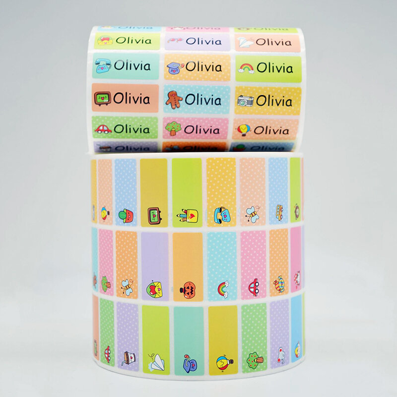 Pegatinas impermeables personalizadas para niños, etiqueta con nombre de piezas, papelería escolar, botella de agua, lápiz, Kawai, 120