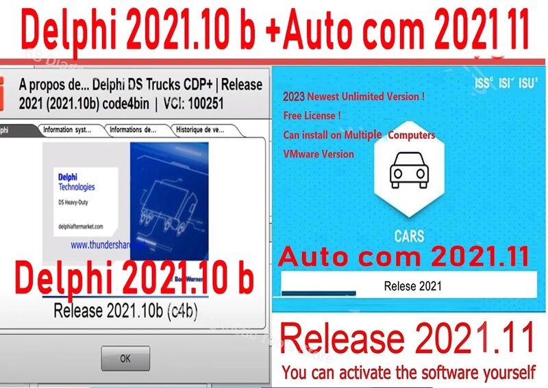 เครื่องมือวินิจฉัยรถยนต์สำหรับ2021.11 + Delphi 2021.10 B พร้อม keygen ติดตั้ง delvd Ds150 CDP
