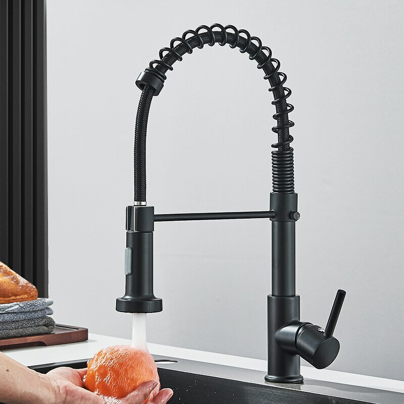 Rubinetto da cucina a scomparsa nero opaco rubinetto a doppia modalità cromato miscelatore per acqua calda e fredda rubinetto per gru rubinetti per lavello da cucina a molla in ottone