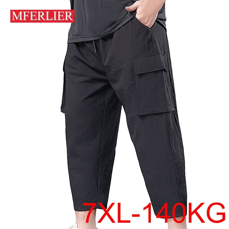 Summer Spring Oversize Pants 7XL Waist 145cm 5XL 6XL Cotton Large Size Trousers Men