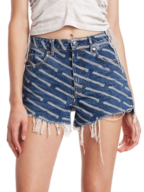 Pantalones cortos vaqueros para mujer, Shorts de cintura alta con estampado de letras, holgados, con flecos y Red roja, estilo Retro, 2023