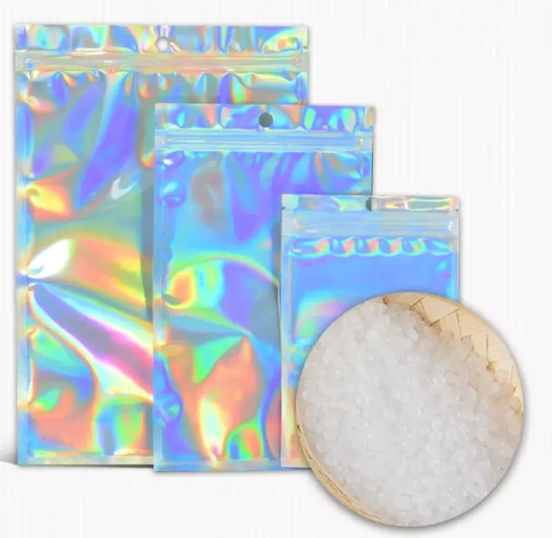 Bolsas iridiscentes con cremallera, bolsas de plástico para cosméticos, maquillaje holográfico, bolsas de regalo con holograma, 10-50 piezas