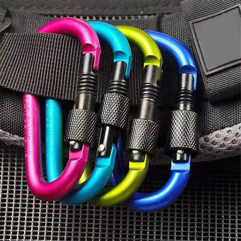 Outdoor Climbing D-shaped Buckle Carabiner Aluminum Alloy Survival Key Chain Camping Climbing Hook Clip Backpack Buckle KeyChain