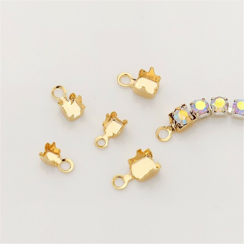 14K zircone oro artiglio catena fibbia giunto catena di diamanti Clip braccialetto fatto a mano fai da te finitura connessione fibbia accessori gioielli