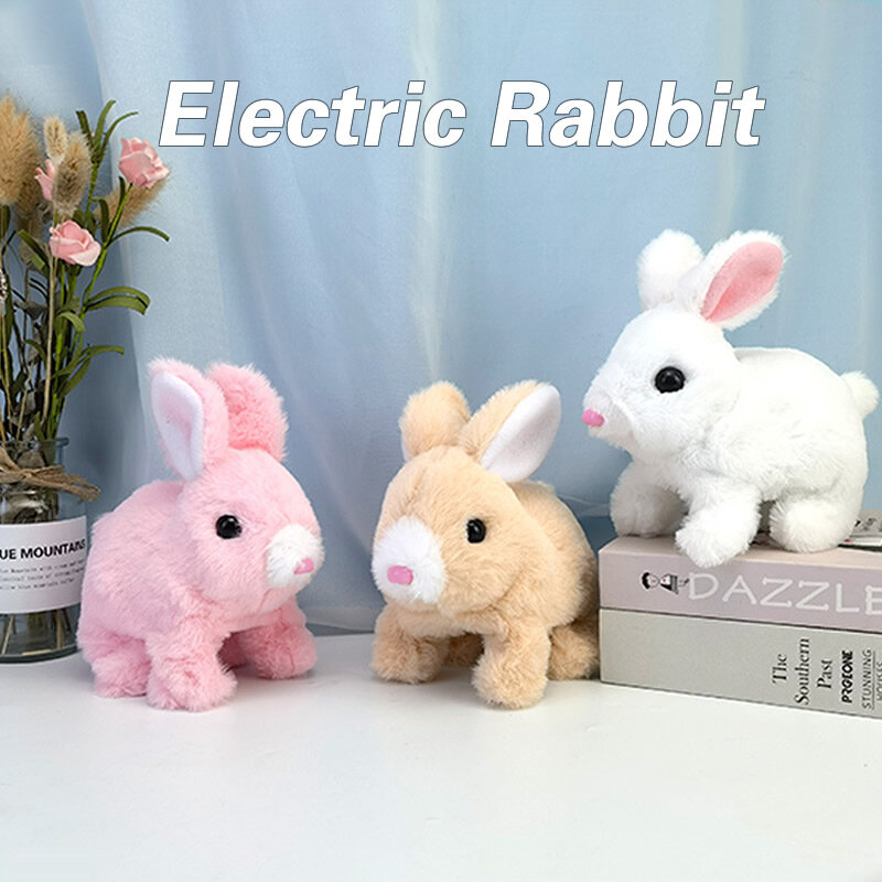 ウサギの形をした電子ぬいぐるみ,歩く動物のジャンプロボット,子供のためのかわいい電気ペット,誕生日プレゼント