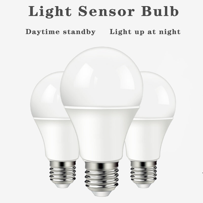 Lampu LED Senja Ke Fajar 10W E27 Sensor Lampu Luar Ruangan AC 220V Lampu Putih Hangat Tinggi Lampu Malam Hari Nyala/Mati Otomatis Lampu Pintar LED