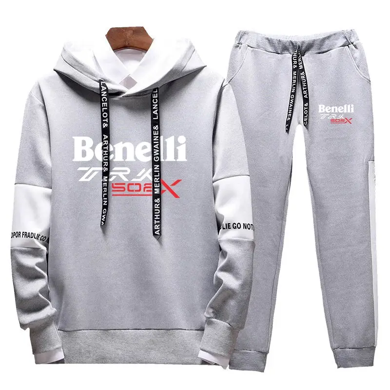 Benelli TRK 502X-Sudadera con capucha y cremallera para hombre, Jersey y pantalones de chándal deportivos, ropa de calle, conjuntos de 2 piezas, 2024