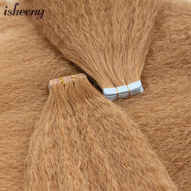 Kinky Straight Tape In Hair Extensions Honey Blonde Human Hair Tape Ins 12"-22" Double Side Tape Glue Hair Bundles 20pcs
