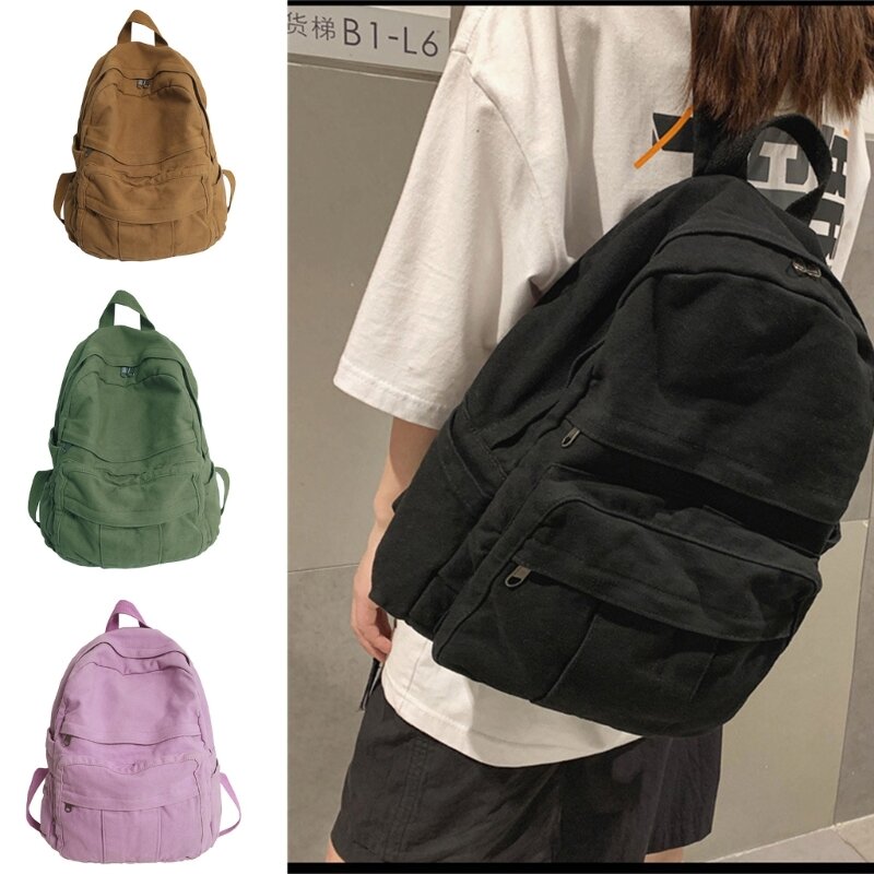 Большой Школьный Рюкзак, модная холщовая школьная сумка, рюкзак для ноутбука для женщин и мужчин 066F