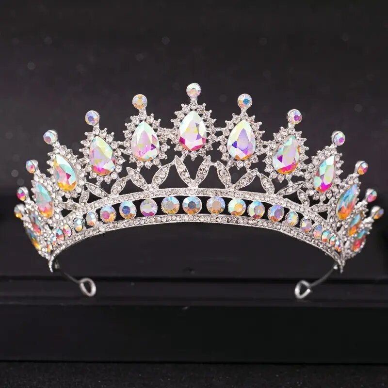 High-End Bruiloft Accessoires Luxe Strass Vintage Halve Cirkel Koningin Kroon Trouwjurk Haar Bruid Accessoires