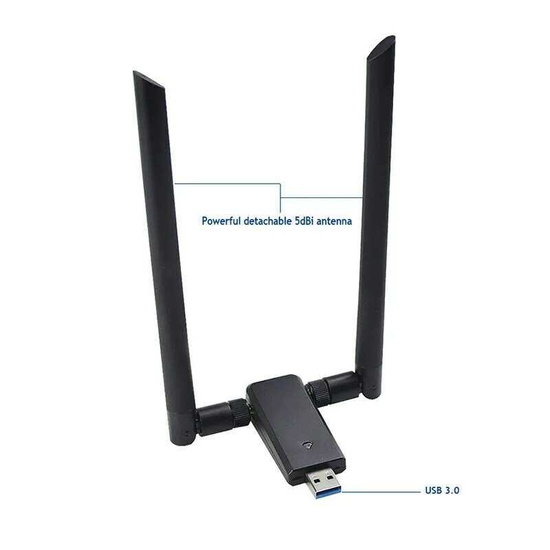 Wi-fi usb dongle 802.11ac 1200m ethernet 2 * 6dbi antena dupla banda adaptador de alta potência sem fio usb para portátil usb3.0 wifi dongle