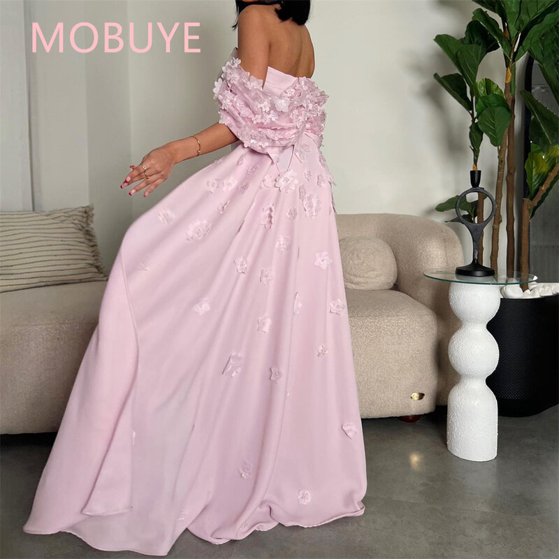 MOBUYE 2024 Arab Dubai z ramienia sukienka na studniówkę bez rękawów z do kostek wieczorową modną elegancką imprezową sukienką dla kobiet