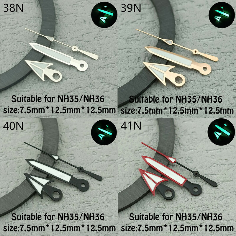Стрелки для часов NH35, зеленые стрелки, подходят для NH34, NH35, NH36, движущиеся аксессуары для часов, детали в сборе