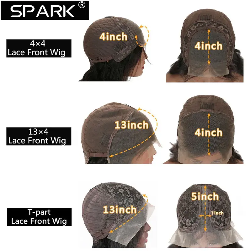 SPARK Short Bob Human Hair Wigs Straight Reddish Brown 13x4 Lace Frontal Wigs 100% Human Hair Wig 180% Density Pre Plucked