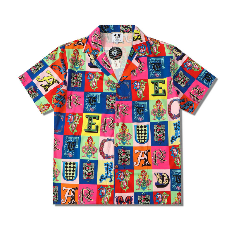 Camisas xadrez de manga curta masculina, camisa de praia havaiana, Hemd Hemd, grande, casual, moda vintage, nova, verão, Y2K