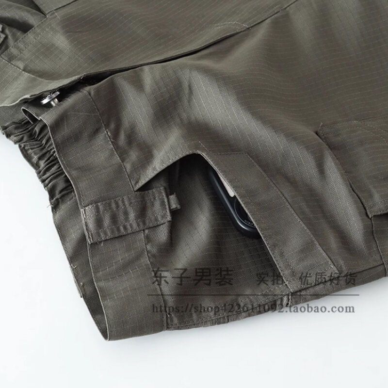 กางเกงขาสั้นทำงานมีกระเป๋าหลายกระเป๋าสไตล์ญี่ปุ่นย้อนยุคสำหรับฤดูร้อน Bmob กางเกงขาสั้นผู้ชายแฟชั่นสำหรับใส่ลำลองขากว้าง