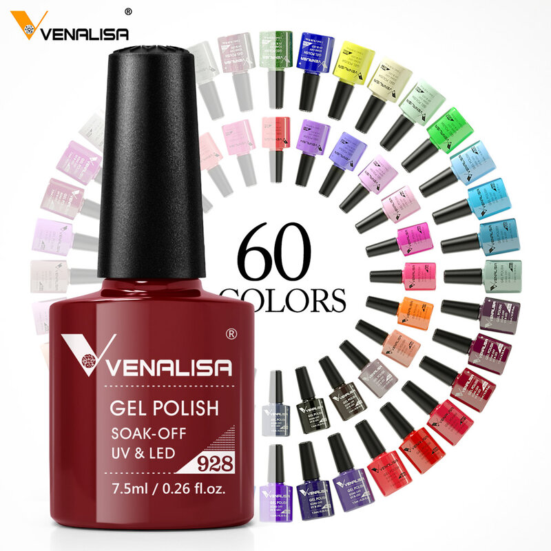 Venalisa 무취 유기농 UV 젤 네일 광택제 바니시 젤 래커, 네일 아트 광택제, 60 색 하이 퀄리티 제품