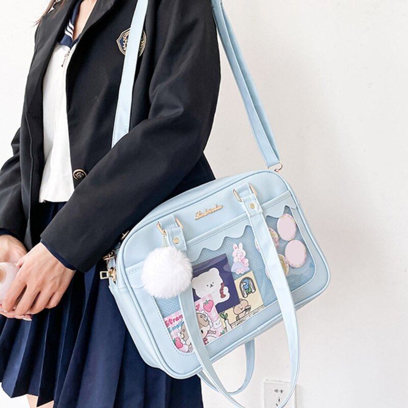 Японская сумка на плечо для женщин, прозрачная сумочка из искусственной кожи, тоут JK, сумка в стиле преппи, тоут через плечо