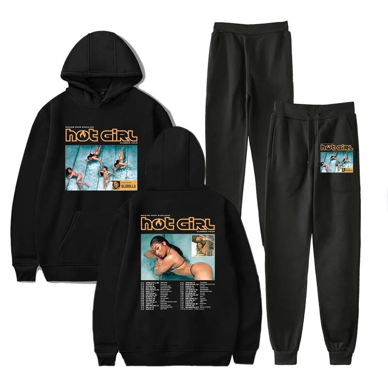 Megan thee stallion The Hot Girl Summer Tour Merch Hoodie and SWEATPANTS set pop print Unisex Casual Street Clothing