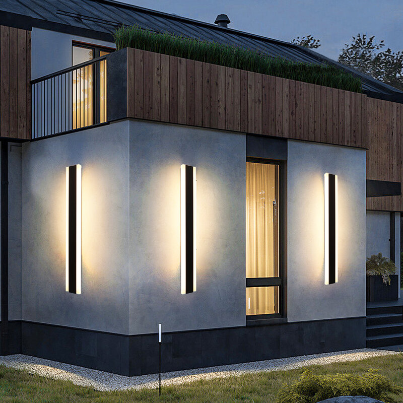 Tira de lámpara de pared para exteriores, Iluminación LED resistente al agua IP65, estilo minimalista moderno, para jardín, Villa, patio, AC85-265V de pared