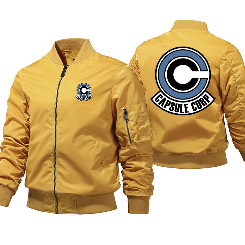 Capsule Corp Print Bomber Jacket Men jesienno-zimowa gruba kurtka męska Casual kurtka rowerowa Zip Streetwear płaszcz pilota
