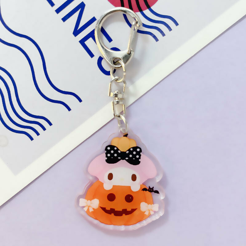 2023 Halloween Sanrio Keychain Kawaii Hello Kitty  Kuromi  Cinnamoroll My Melody Pochacco Halloween Series키링 Pvc Keyring