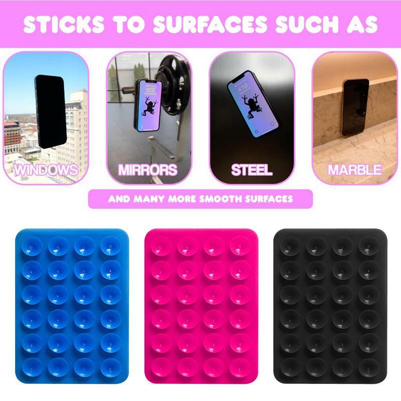 Suction Phone Case Adhesive Mount Hands-Free Mirror Shower Phone Holder Square Adhesive Anti-Slip Suction Cup Phone Mount For