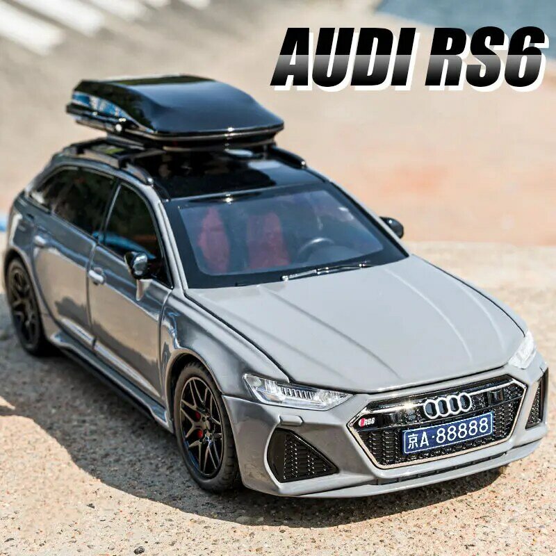 1/24 Audi RS6 Avant Station Wagon Model Mobil Aloi Diecast Mainan Logam Kendaraan Model Mobil Simulasi Suara dan Cahaya Hadiah Mainan Anak-anak