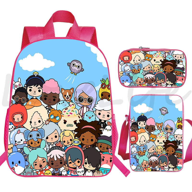 Game Toca Life World Backpack 3pcs/set Boys Girls Anime Knapsack Kids Oxford School Bag Students Daily Mochila Toca Boca Bagpack