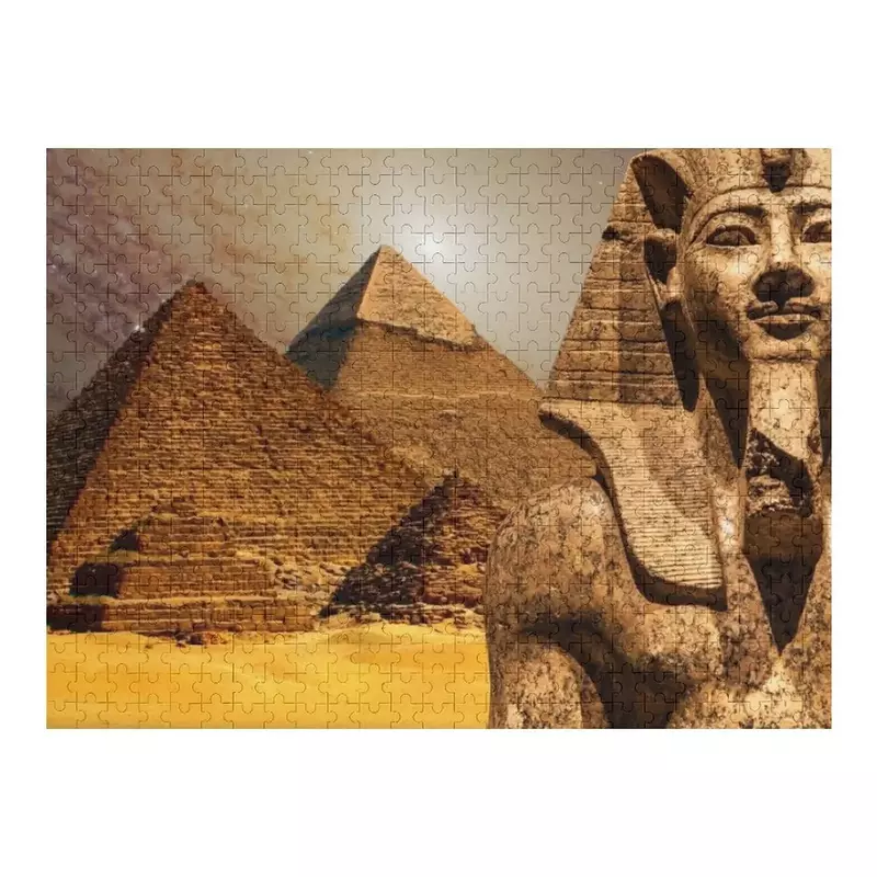 Египетская Пирамида и статуя Фараона, головоломка, произведения искусства, Iq, персонализированные подарки, деревянный пазл с именем