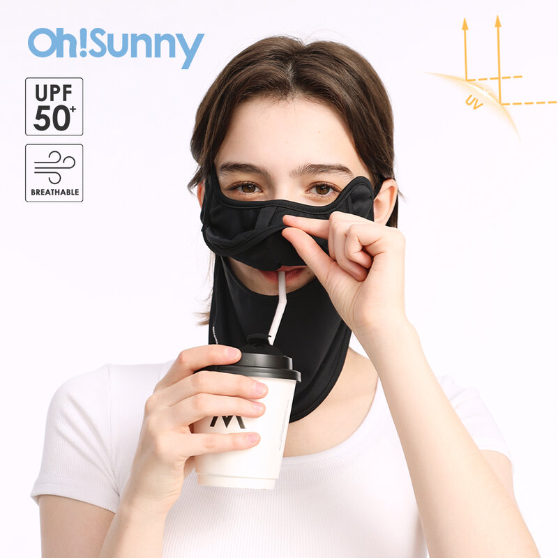 Oh!sunny Sunscreen Mask Anti-UV UPF50+ Breathable Sun Protection Face Cover Anti-UVUV Extended Neck Sunshade  Facial Guard